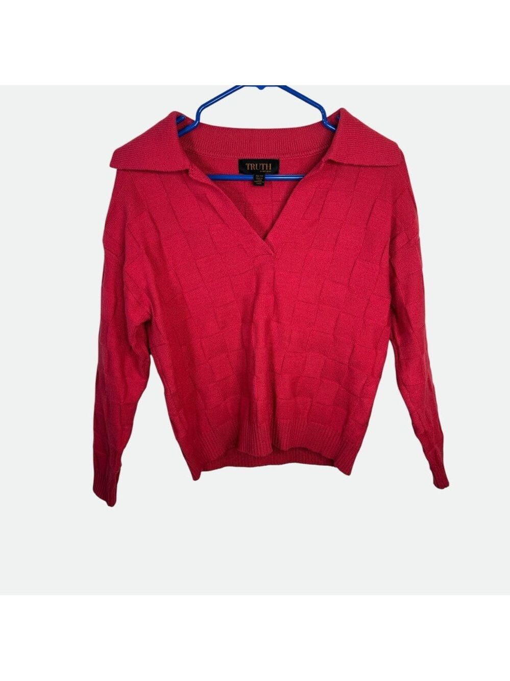 Truth by Republic Pink Checkerboard Knit Polo Sweater - Size XS